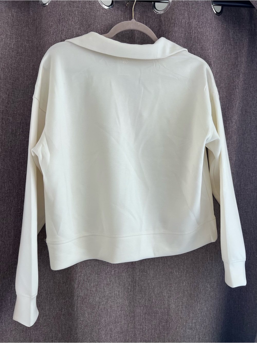 Women's Cream V-Neck Collared Pullover Top - Picture 4 of 5